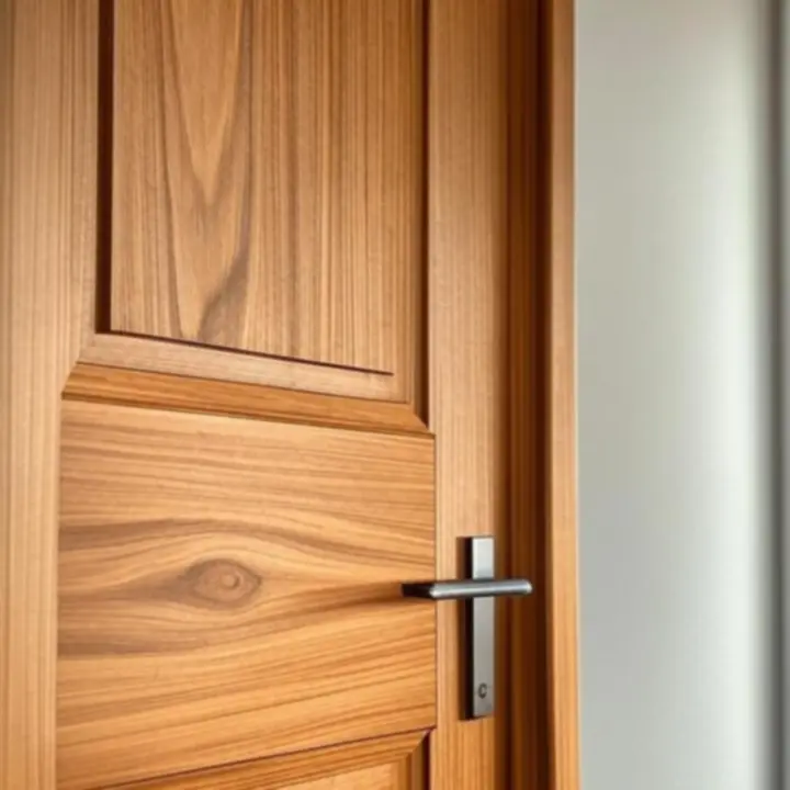 Nowoczesne drewniane drzwi wejściowe z przeszklonym panelem